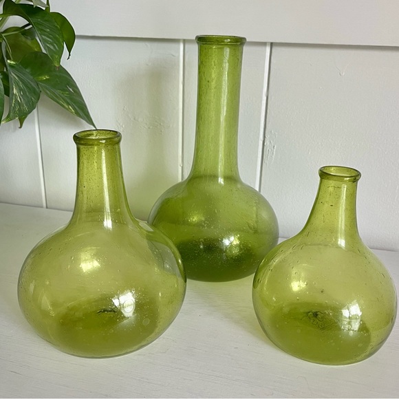 Macy's Accents Green Glass Vases Set Of 3 Poshmark
